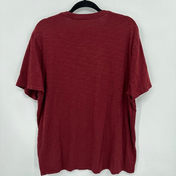 Vince Garment Dye Short Sleeve V-Neck T-Shirt Burgundy Size XL - Picture 3 of 3